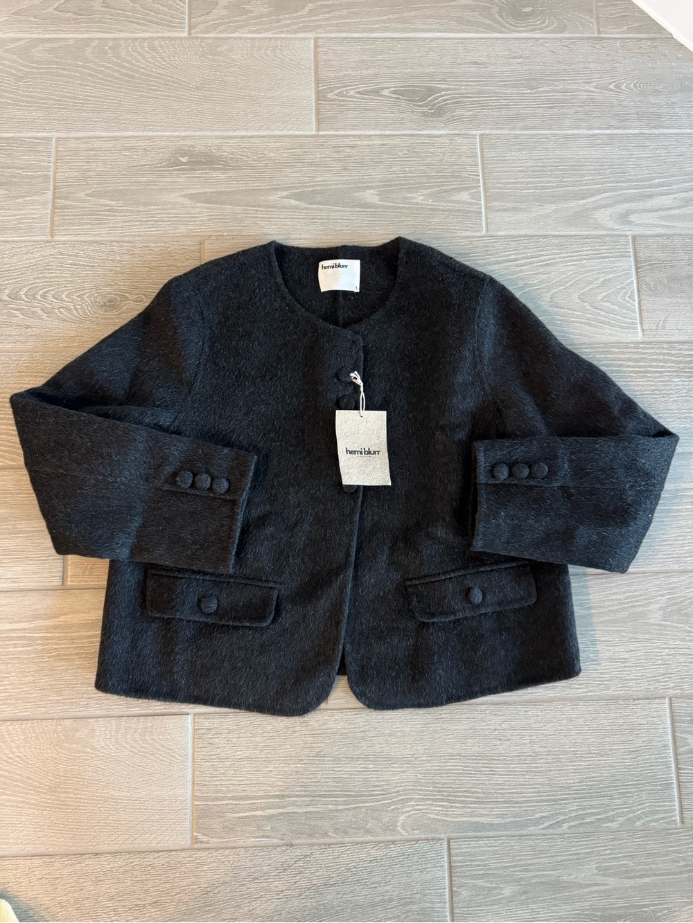 HEMI BLURR Brushed Wool Boxy Coat Size Large NWT